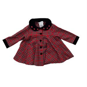 Bonnie Baby Red Plaid Pea Coat